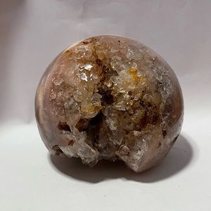 Pink Amethyst Flower Agate Sphere with Quartz